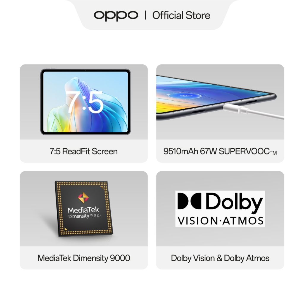 OPPO Pad 2 8GB/256GB [67W SUPERVOOC 9510mAh, 11.61 inch ReadFit Screen, 144Hz Refresh Rate, Dolby Atmos Speaker] - Gambar 3
