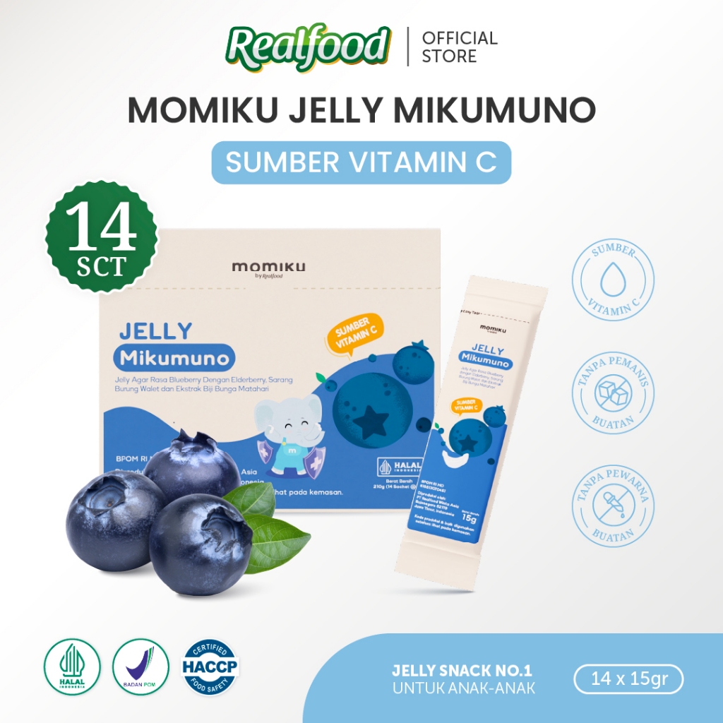 Realfood Momiku Jelly Mikumuno Sarang Burung Walet dengan Ekstrak Elderberry, Blueberry dan Madu Hutan, Sumber Vitamin C - Gambar 2
