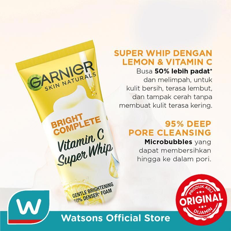 Garnier Bright Complete Vitamin C Super Whip Foam 100ml - Gambar 3