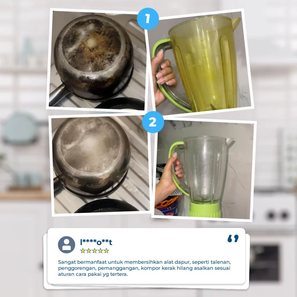 UNIKLEEN By Adreena - Pembersih Peralatan Dapur 200gr / Pembersih Noda Bandel di perabotan / Penghilang noda kuning dan kerak perabotan - Gambar 4