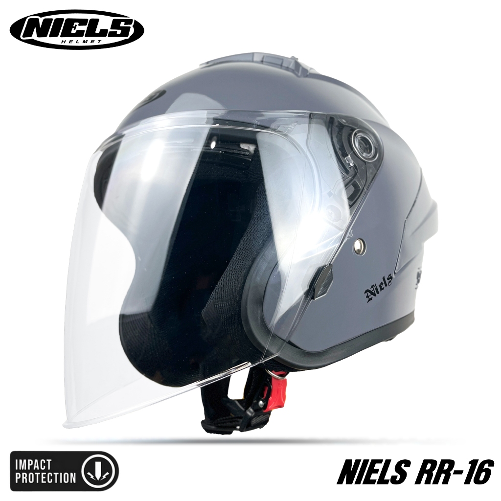 NIELS - Helm Half Face RR16 Visor Bening Dewasa SNI Motorcycle - Gambar 2