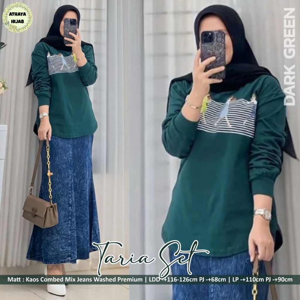 TARIA SET BY ATHAYA / SET TOP AND PANTS MADE FROM COMBED MIX JEANS ...