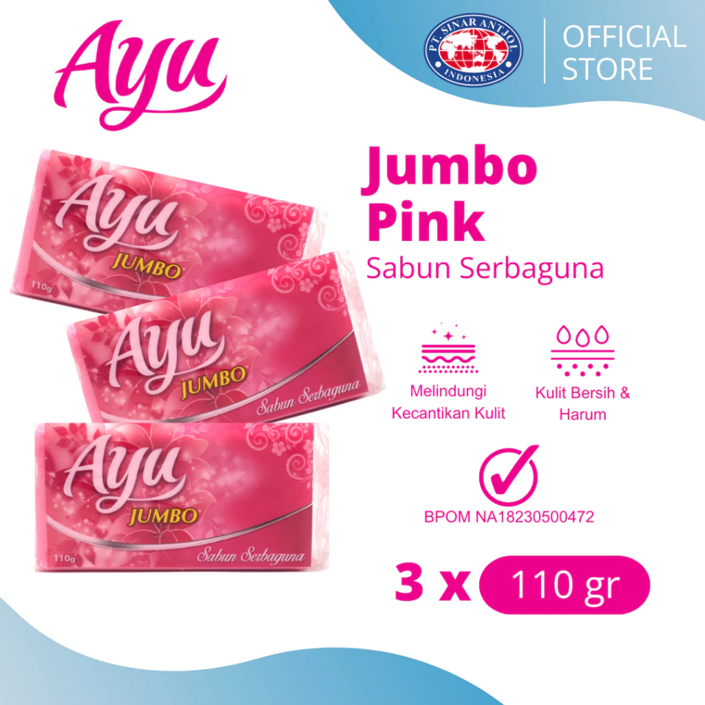 Ayu Jumbo Bar Soap Sabun Kecantikan Serbaguna Batang 110gr x 3 - Pink