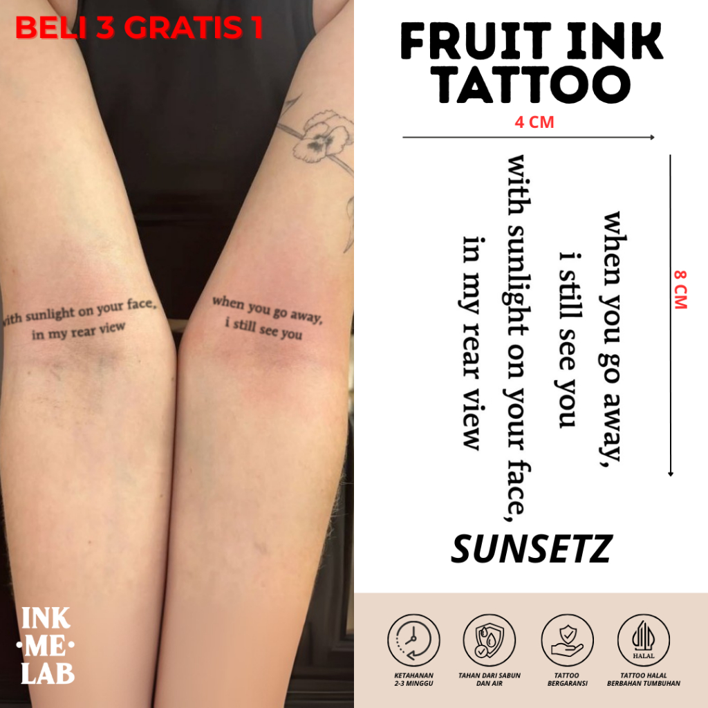 INKMELAB - SUNSETZ Fruit Ink Temporary Tattoo 4X8CM - Semi-Permanent ...