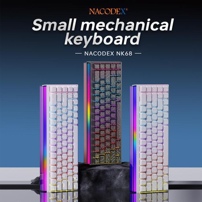 Ajazz x Nacodex NK68 / NK-68 Wired Mechanical Keyboard Colorful With Side Ambient RGB Lighting Box - Gambar 2