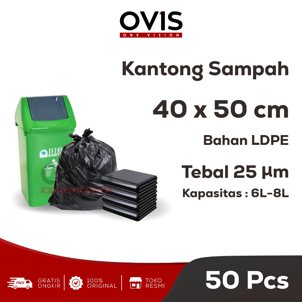 Kantong Plastik Sampah 40x50 CM Trash Bag Packing 50 Pcs LDPE - Gambar 2