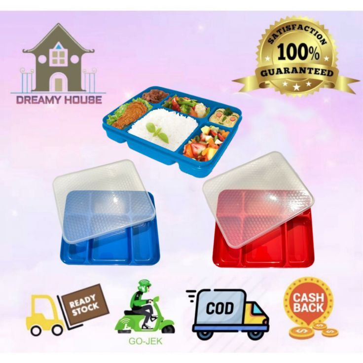 Dreamyhouse Lunch Box Bento Jumbo Kotak Bekal Makan 6 Sekat Wadah Makan Plastik