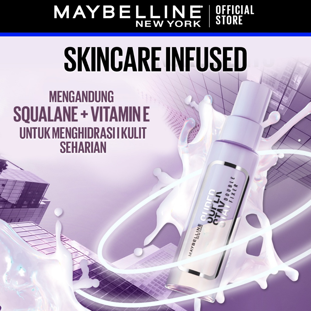 [BARU] MAYBELLINE OFFICIAL Superstay Double Fixer Setting Spray Transferproof Waterproof Oilproof Tahan Air Ringan Hydrating - Gambar 3