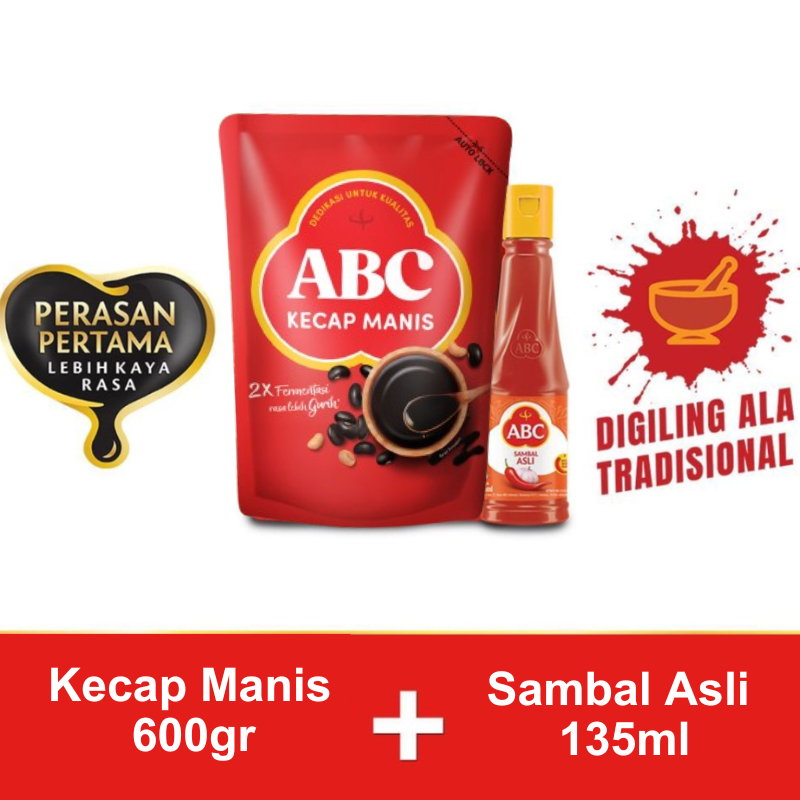 ABC Kecap Manis 600gr & Saus Sambal Asli 135gr - Bundling