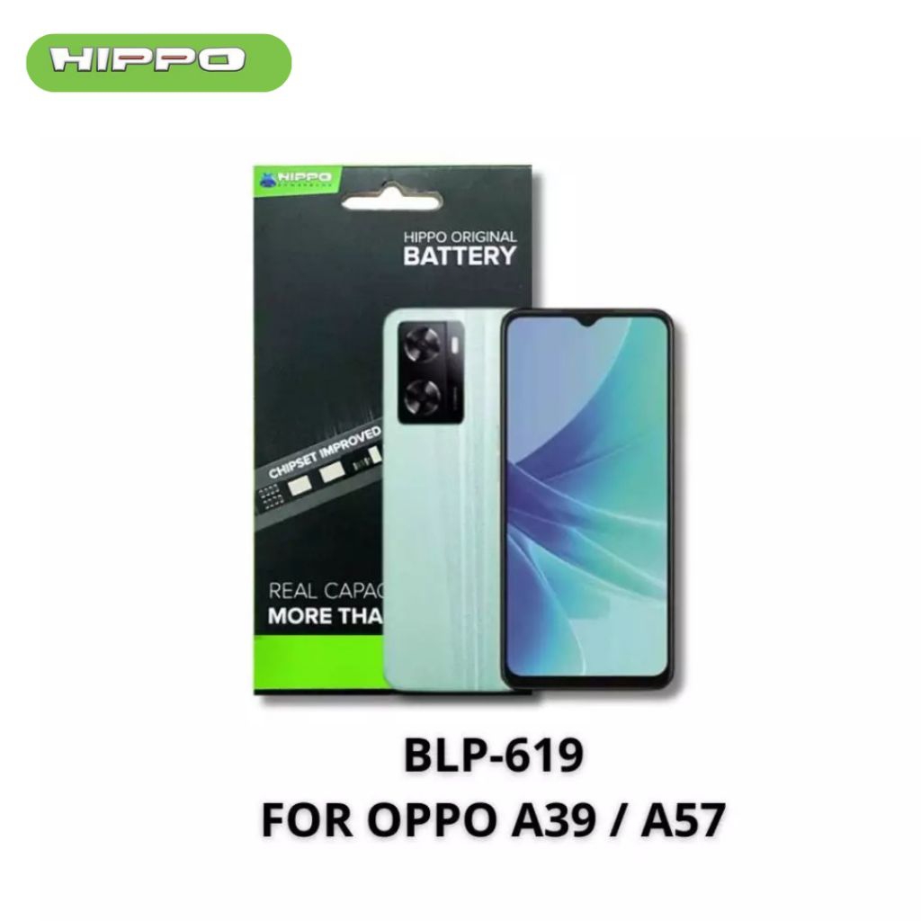 Hippo Baterai OPPO A39 / A57 BLP-619 3400Mah Battery Batere Batrai Batre Original Cell Garansi resmi