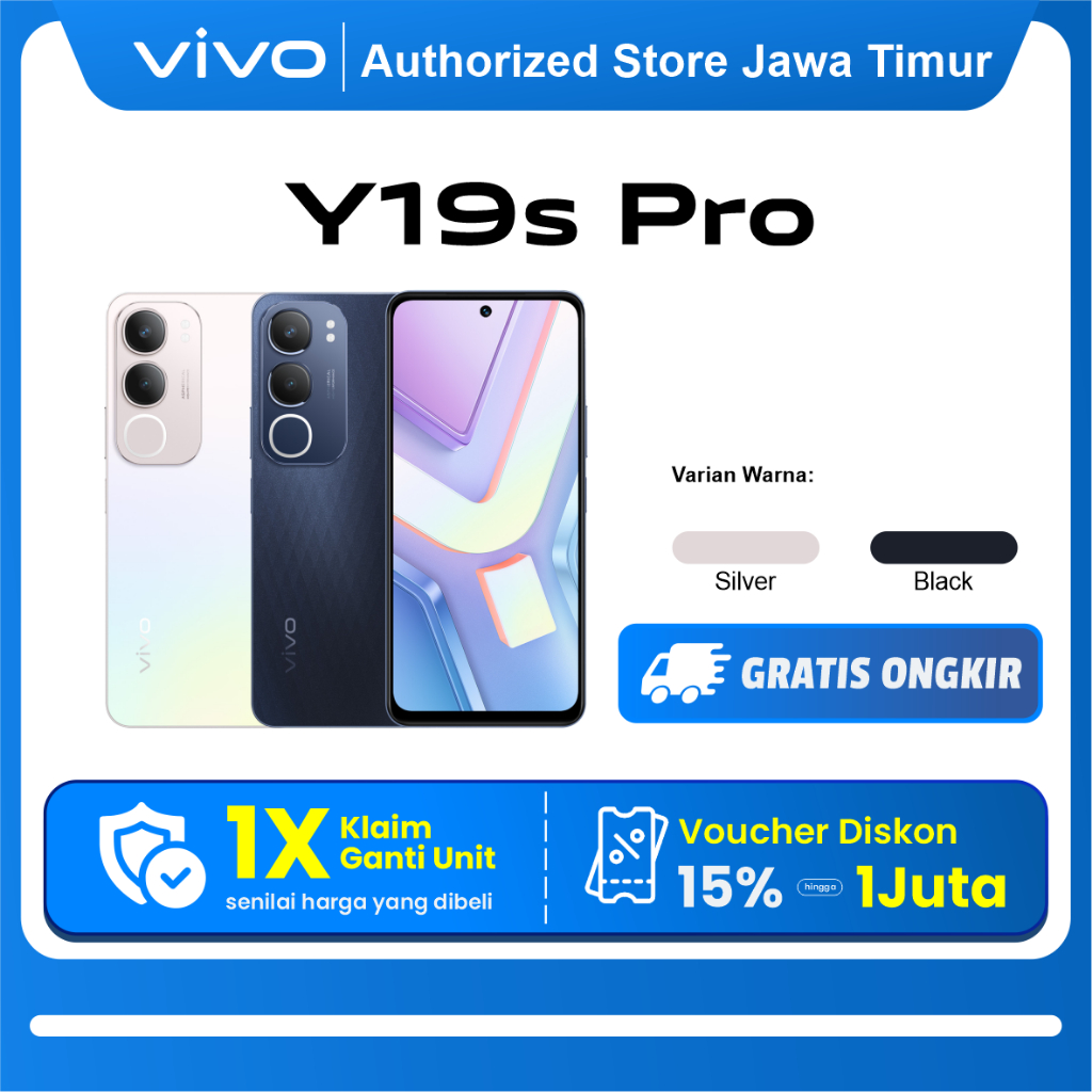 Vivo Y19s Pro - 6000mAh + 44W FlashCharge, Tahan Banting Ekstrem, Tahan Hujan IP64, Dual Stereo Speaker, 50MP Kamera Utama,  AI Erase 2.0