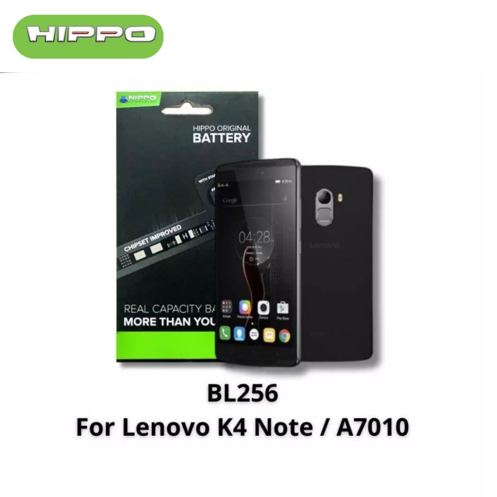 Hippo Baterai Lenovo K4 Note / A7010 (BL256) 3000mAh Battery Batere Batrai Batre Original Cell Garansi resmi