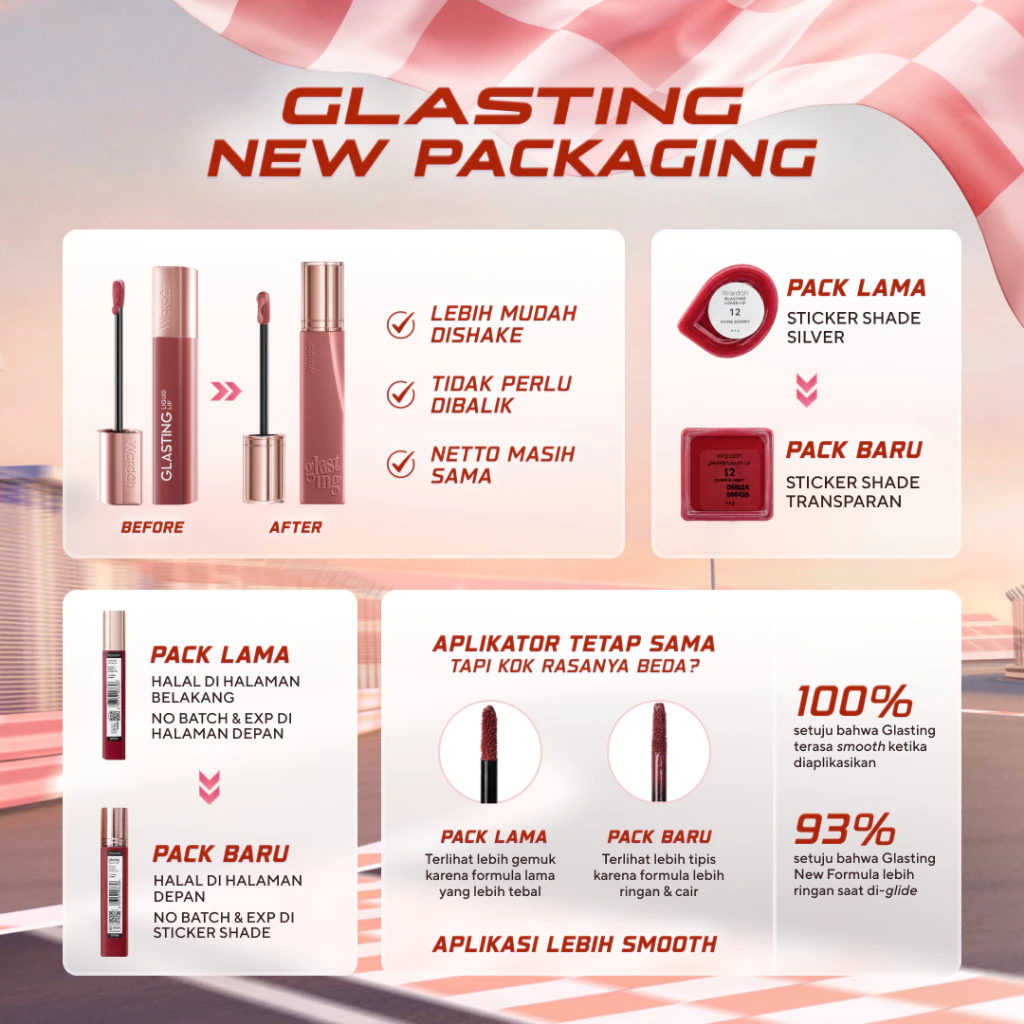 WARDAH Lip Cream Glossy Glasting Liquid Lip - Hi-Pigmented Glass Color, Ringan, Tidak Lengket, Transferproof Liptint-Lipgloss-Lipstik-Lip Tint-Lip Matte-Lipstick-Lipcream- Glossy Lip Longlasting Waterproof Tahan Lama- Makeup - Gambar 2