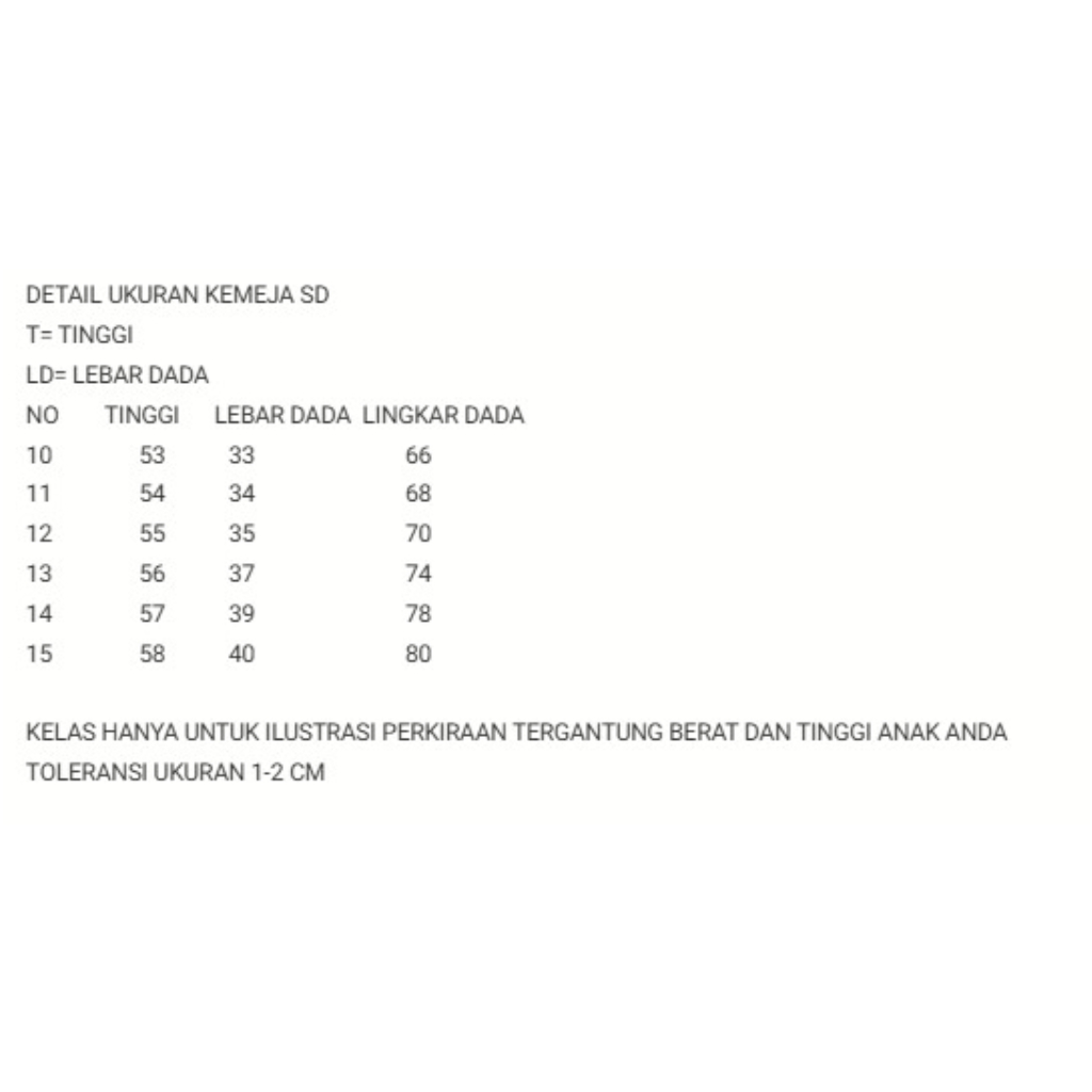 KEMEJA SERAGAM SEKOLAH SD MI PENDEK PANJANG PRIA WANITA WARNA PUTIH BAHAN PREMIUM TEBAL - Gambar 2