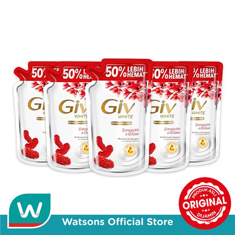 Giv White Sabun Mandi Cair Mulberry Pouch 800ml X 5 - Gambar 2