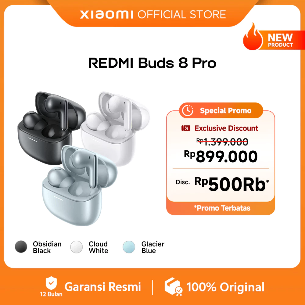 Xiaomi Redmi Buds 8 Pro | Smart ANC hingga 55dB | Triple-Mic AI Call | Driver triple koaksial dengan Dolby Audio | Daya Baterai hingga 33 jam dengan fast charging | Earphone Bluetooth [Xiaomi Official Store}