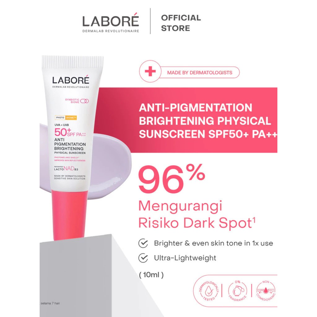 LABORE Dermalab Revolutionaire Anti Pigmentation Brightening Physical Sunscreen UVA UVB / MJO - Gambar 2