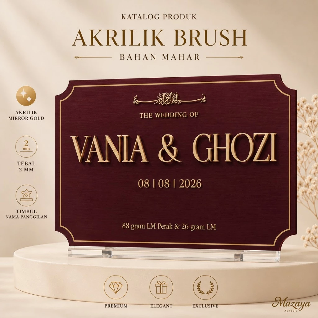 akrilik brush persegi - akrilik brush custom - akrilik bahan mahar