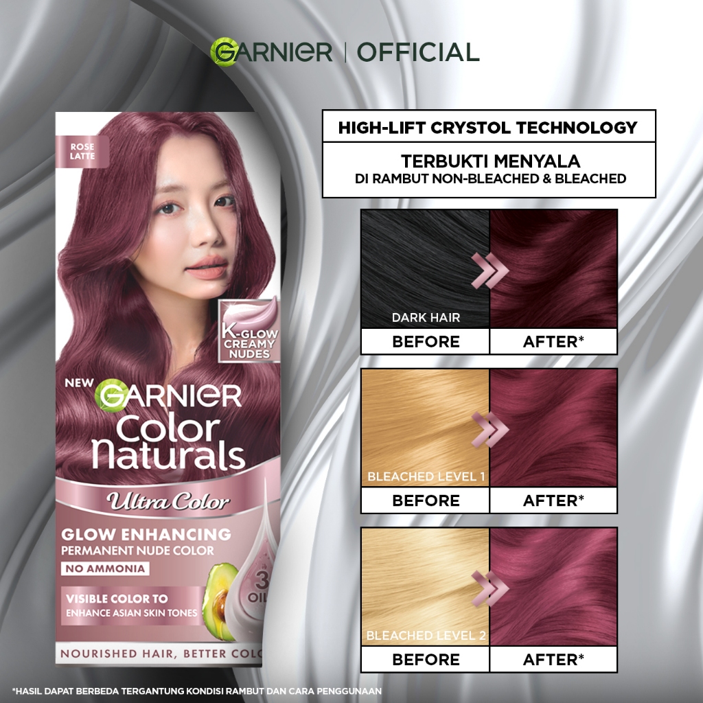 [INOVASI BARU] Garnier Hair Colour K-Glow Big Kit 105ml - Hair Color Korean Glow Kglow Enhancing Permanent Cat Rambut Tanpa Amonia Creamy Nudes Nyala Tanpa Bleaching Semir Rambut - Gambar 2