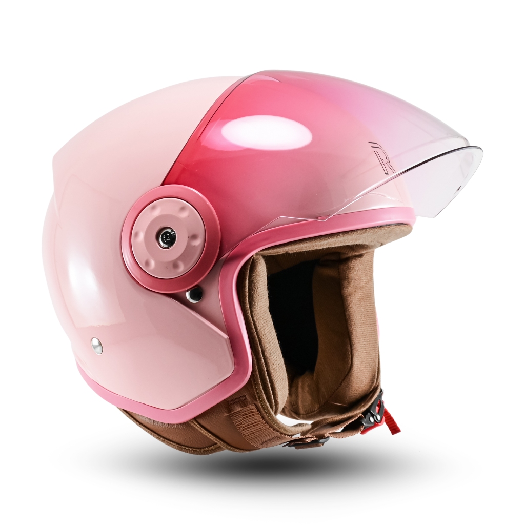Helm RSIX Half Face Cewek Cowok Terbaru 2026 Verona Milenial Pink Kaca Gradasi - Gambar 2