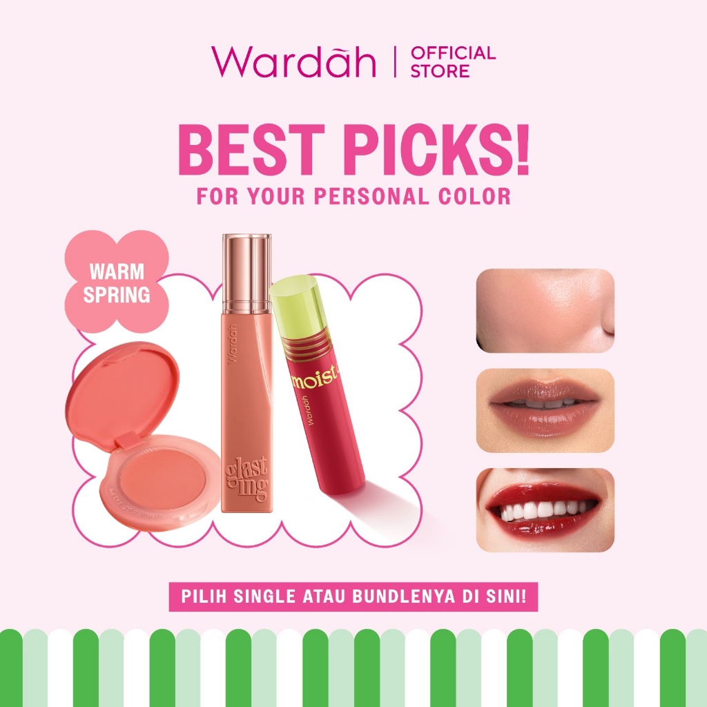 [PCA: WARM SPRING] WARDAH Your Warm Spring Packlist! Cream Blush -Cleopatra Look- Moist Dew Tint - Glasting Liquid Lip - Matte Lip Cream - Colorfit Lip Mousse, Last All Day Lip Paint, Ultralight Lipstick - Eyeshadow - Personal Color Analysis - Makeup