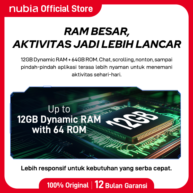 Handphone nubia A36 ROM 64GB RAM 12GB (4+8GB) Smartphone Kamera AI 13MP Layar 6.75" 90Hz, Baterai 5000mAh Fast Charging - Gambar 4