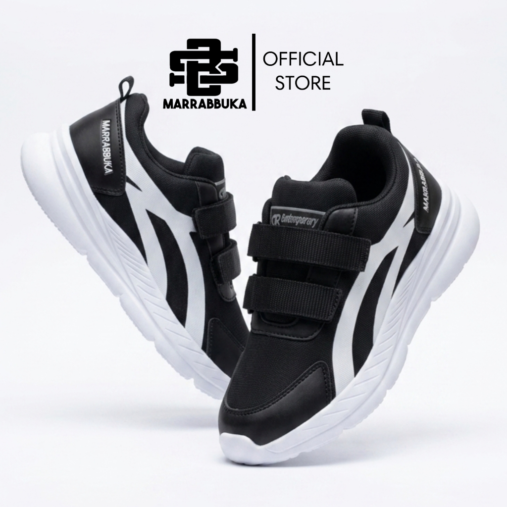 Separu Running SB MARRABBUKA Slip on velcro tanpa tali Untuk Anak remaja lelaki perempuan sekolah sd smp sma warna hitam - Gambar 2