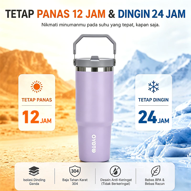OYOTO Tumbler Botol Minum Tumbler Stainless Insulated Cup Vacuum Insulated Tahan Dingin Tumbler Aesthetic - Gambar 2
