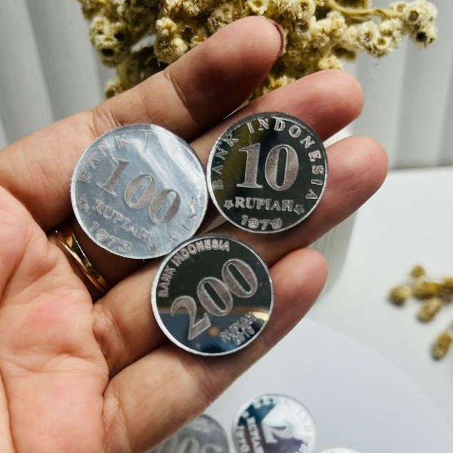 Replika Uang Koin untuk mahar dekorasi 1 Rupiah sampai 100 Rupiah akrilik Silver - Gambar 2