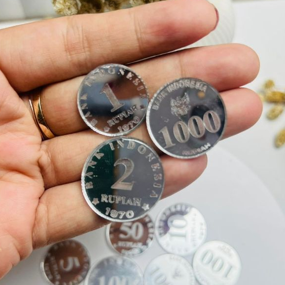 Replika Uang Koin untuk mahar dekorasi 1 Rupiah sampai 100 Rupiah akrilik Silver - Gambar 3