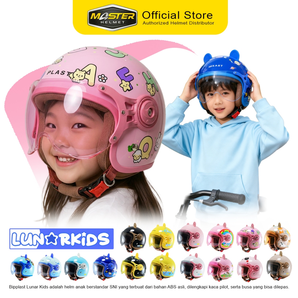 Bipplast Helm Anak SNI Karakter Laki Perempuan Cowo Cewe Lucu lunarkids Dino Usia 3 4 5 6 Tahun - Gambar 2