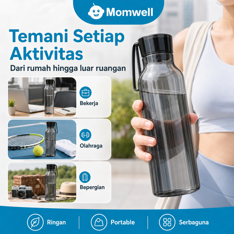 Momwell SS01 Tritan Botol Minum Olahraga 750ML - Gambar 2