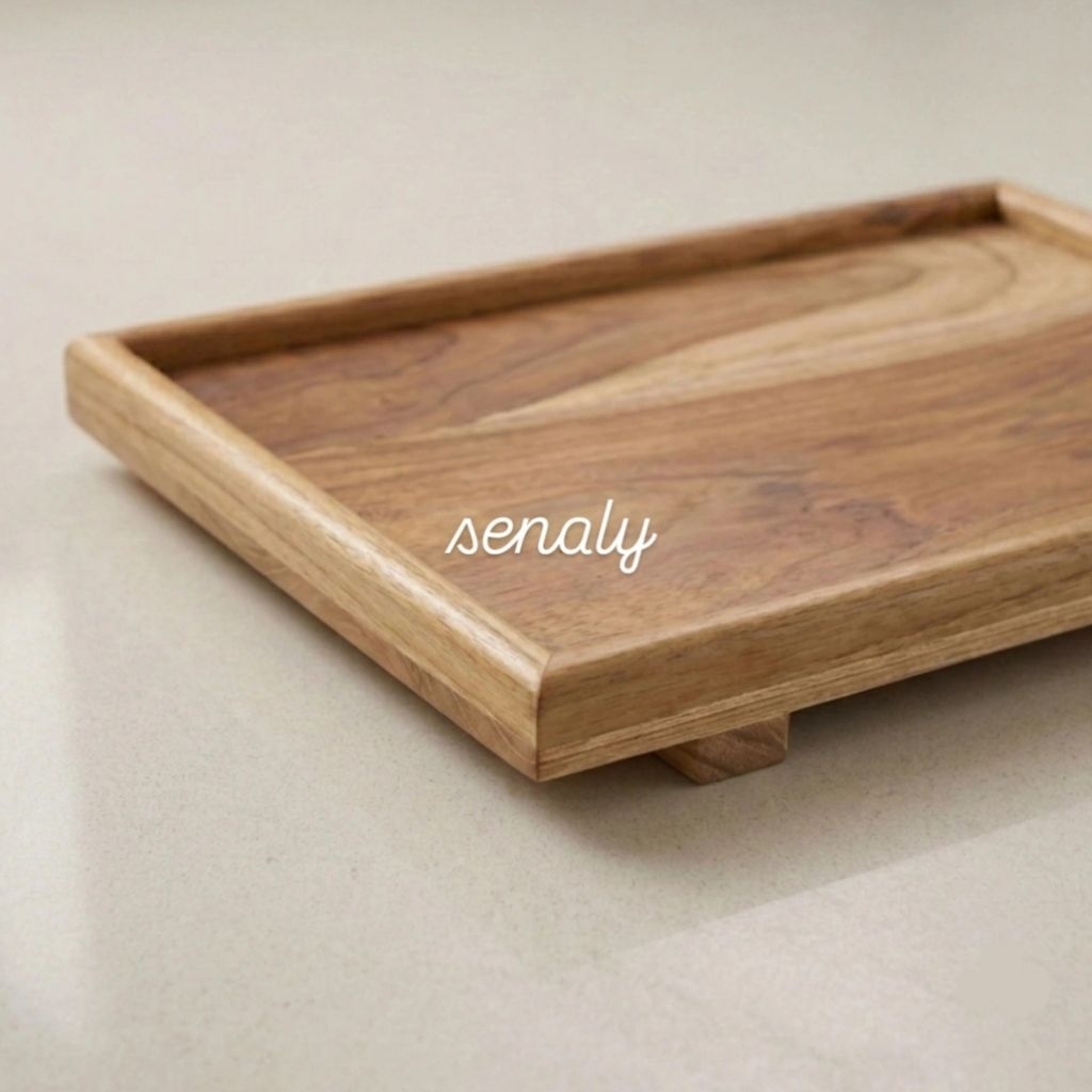 Nampan Kayu Kotak Ukuran 40x60 cm Jati Asli Awet Anti Rayap - senaly - - Gambar 3
