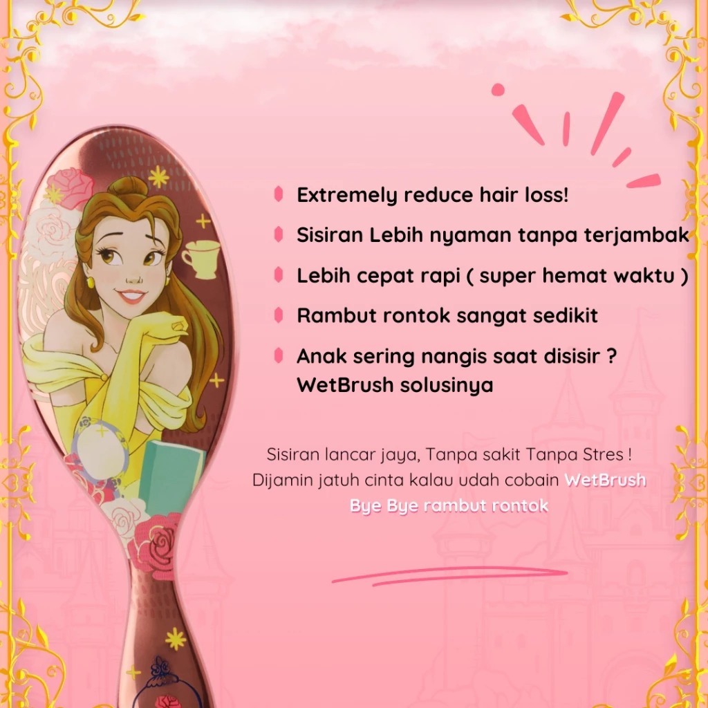 Wet Brush Sisir Anti Kusut Disney Princess Wholehearted Original Detangler - Gambar 2