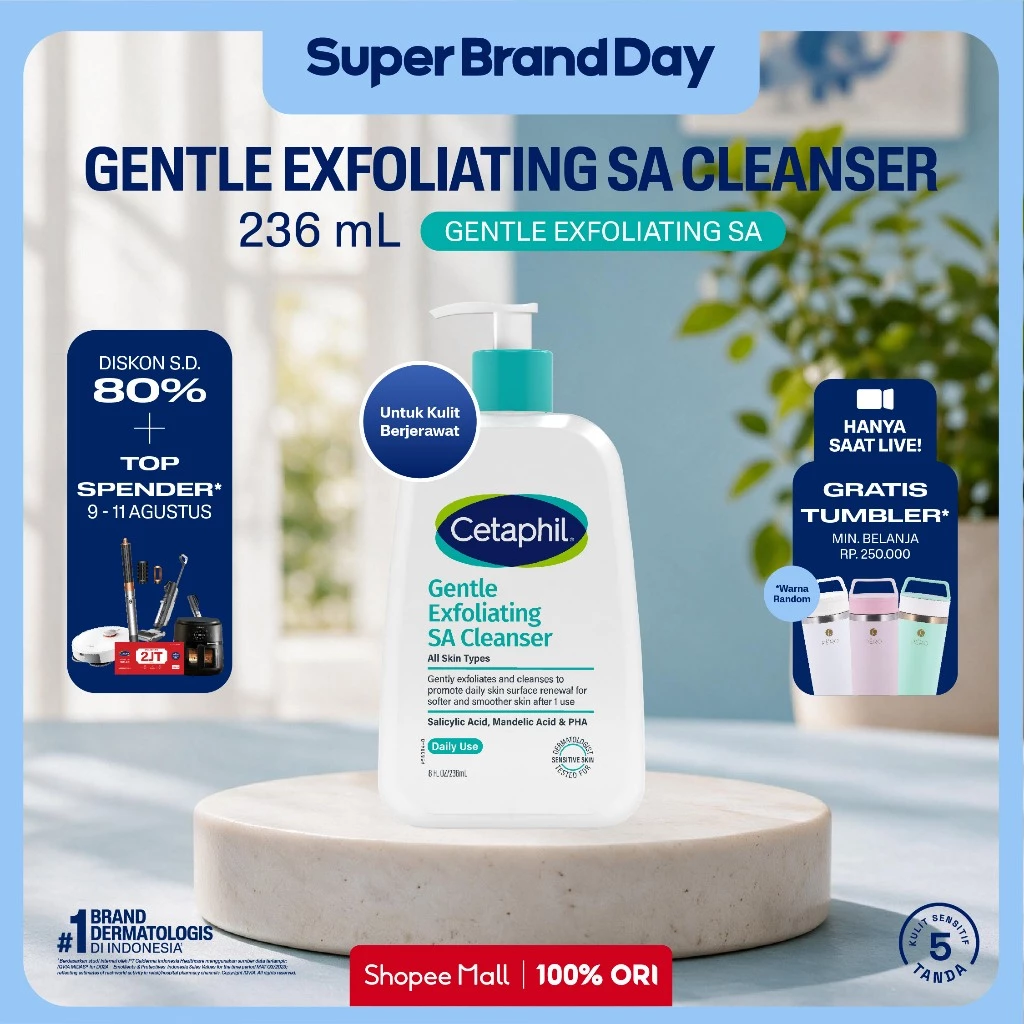 [HANYA DI LIVE] Cetaphil Gentle Exfoliating Salicylic Acid Cleanser 236ml