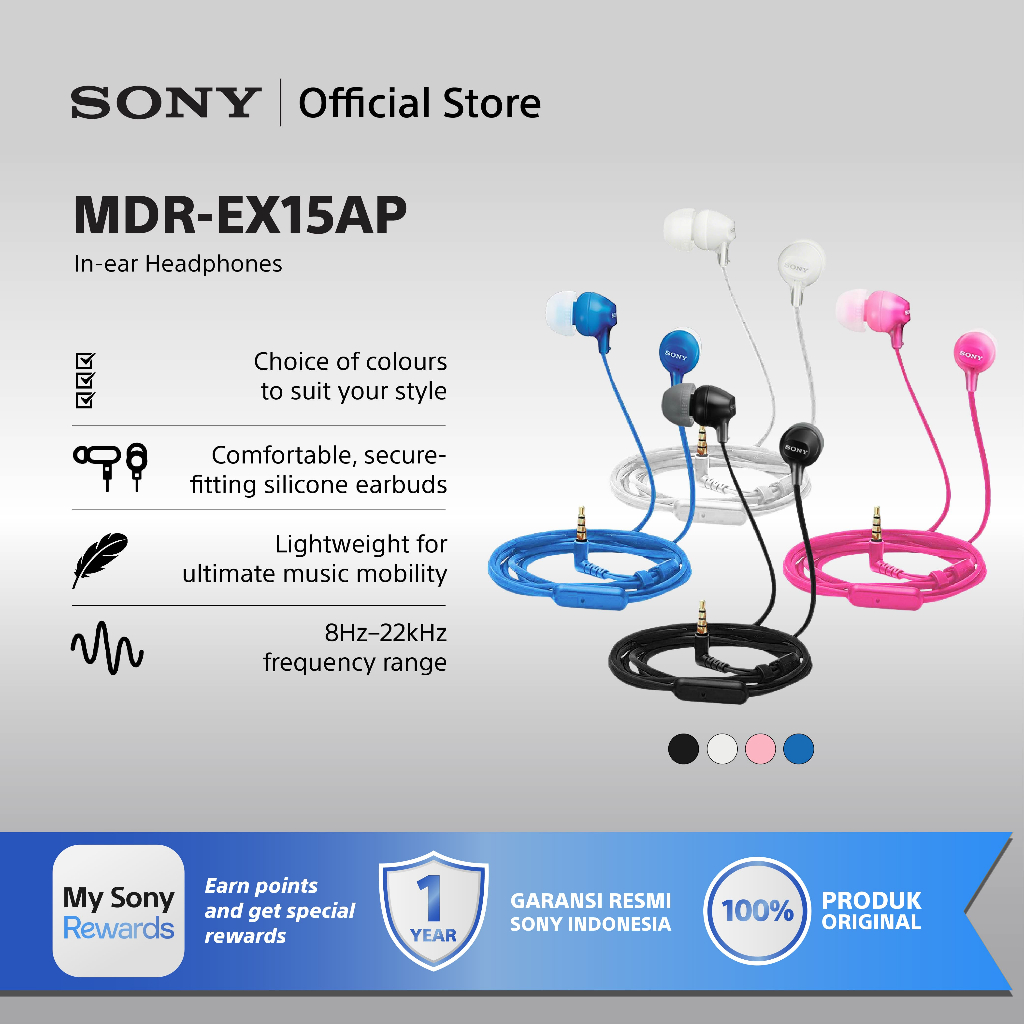 Earphone Sony MDR-EX15AP Handsfree In-ear With Microphone - SONY Earphone Headset Headphone Original