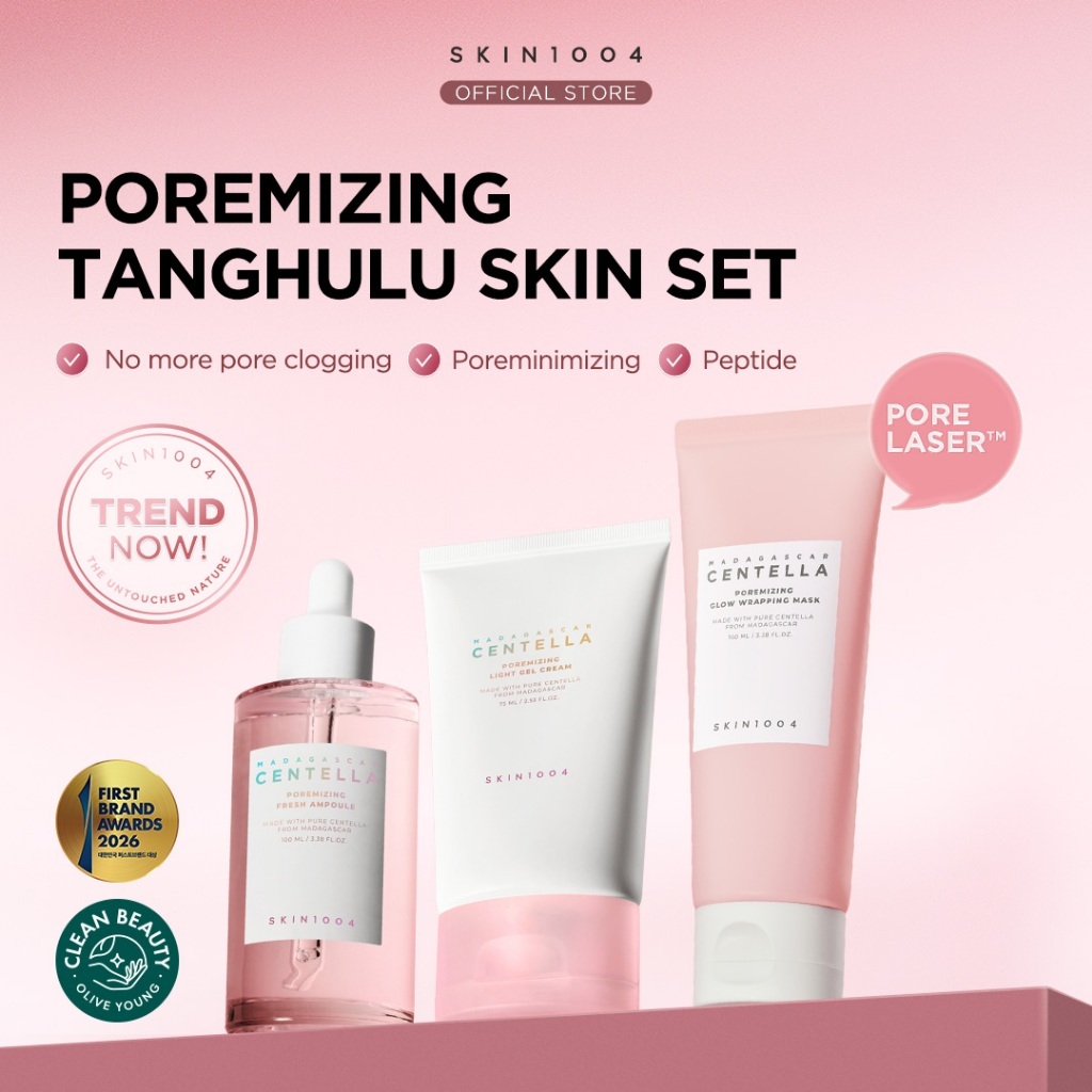 SKIN1004 Madagascar Centella Poremizing Tanghulu Skin Set (Poremizing Fresh Ampoule 100ml + Light Gel Cream 75ml + Glow Wrapping Mask 100ml)