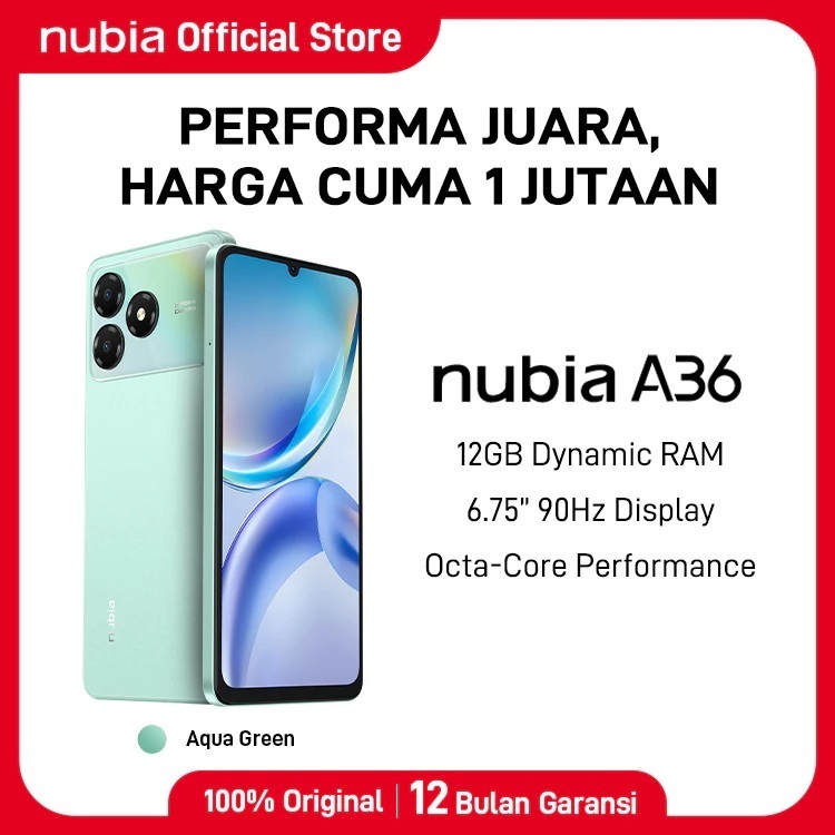 [SPECIAL 9.9] nubia A36 ROM 64GB RAM 12GB (4+8GB) Smartphone Kamera AI 13MP Layar 6.75" 90Hz, Baterai 5000mAh Fast Charging - Gambar 2