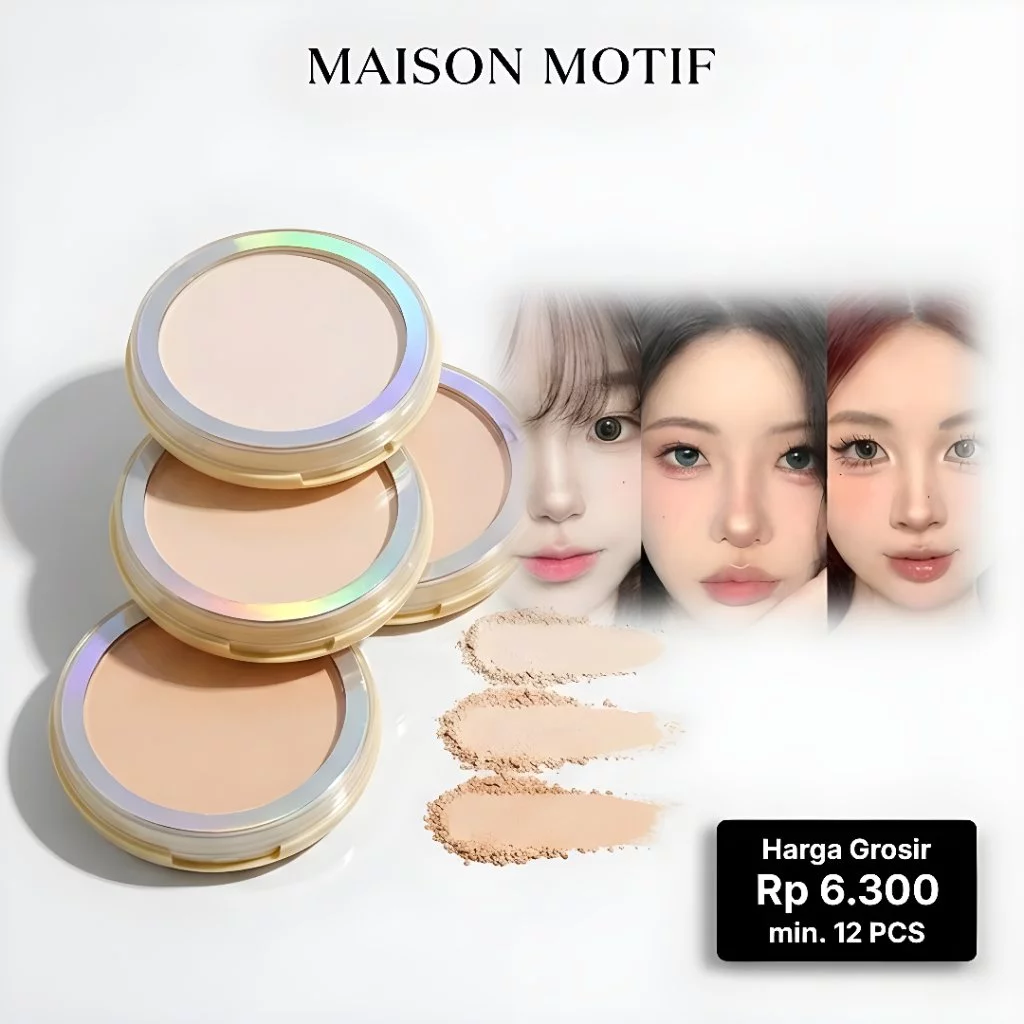GROSIR 12 Pcs Concealer Makeup Powder Natural Soft Oil Control Hide Pores Matte 10g Bedak Padat 225