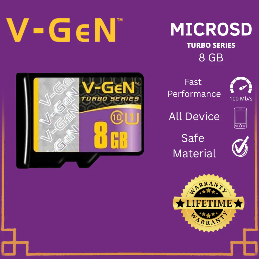 V-GEN Microsd 8GB/16GB/32GB/64GB/128GB Class 10 Speed 100MBps Turbo
