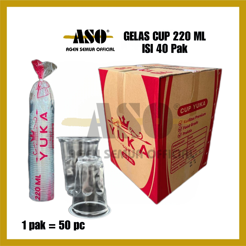 DUS Gelas Cup Plastik aqua kopi 220ml ( isi 2000 pc )
