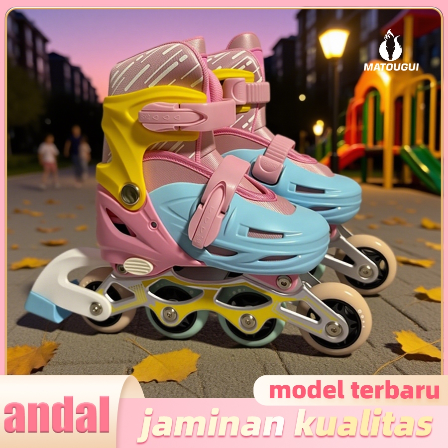 MTG -Sepatu Roda Anak-LED –sepatu roda Oxelo sepatu roda anak pemula dan dwasa/lampu kedip/tidak licin/anti goyang/lnline skate/star/ukuran dapat disesuaikan/pu/gaya bajaj/mode skateboard - Gambar 4