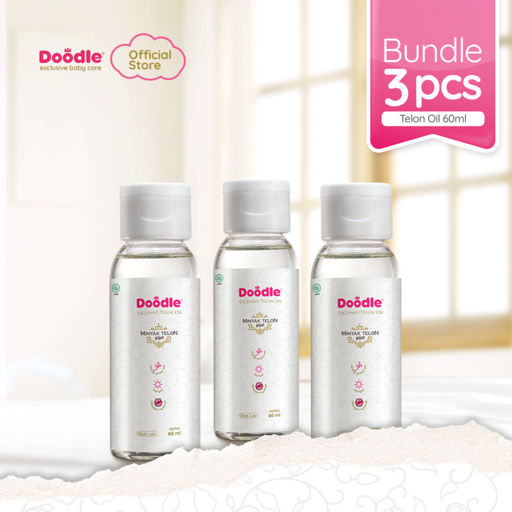 Bundle 3 Pcs Doodle Minyak Telon Bayi Wangi Greentea Ukuran 60 ML