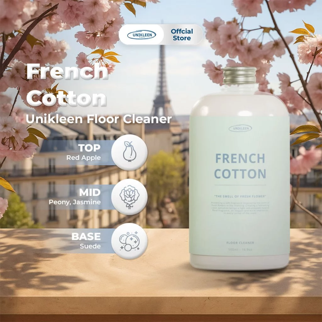 French Cotton Unikleen Floor Cleaner 500ml – Pembersih Lantai Antibacterial Wangi Premium, Anti Lengket & Tahan Lama Pengharum Ruangan Tahan Lama dan Wangi