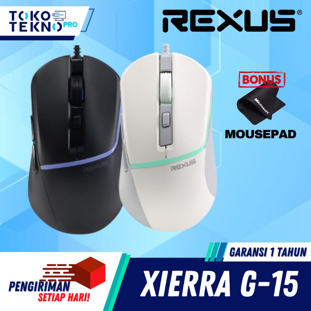 Rexus G15 / G-15 Xierra Gaming Mouse Wired USB Garansi Resmi