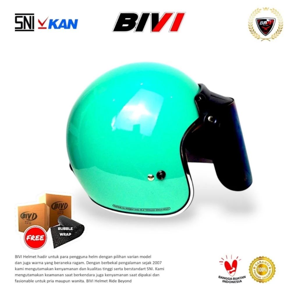 HELM Bogo Bivi Retro Pria Wanita SNI LIST CHROME Klasik Desain Vintage PREMIUM - Gambar 2