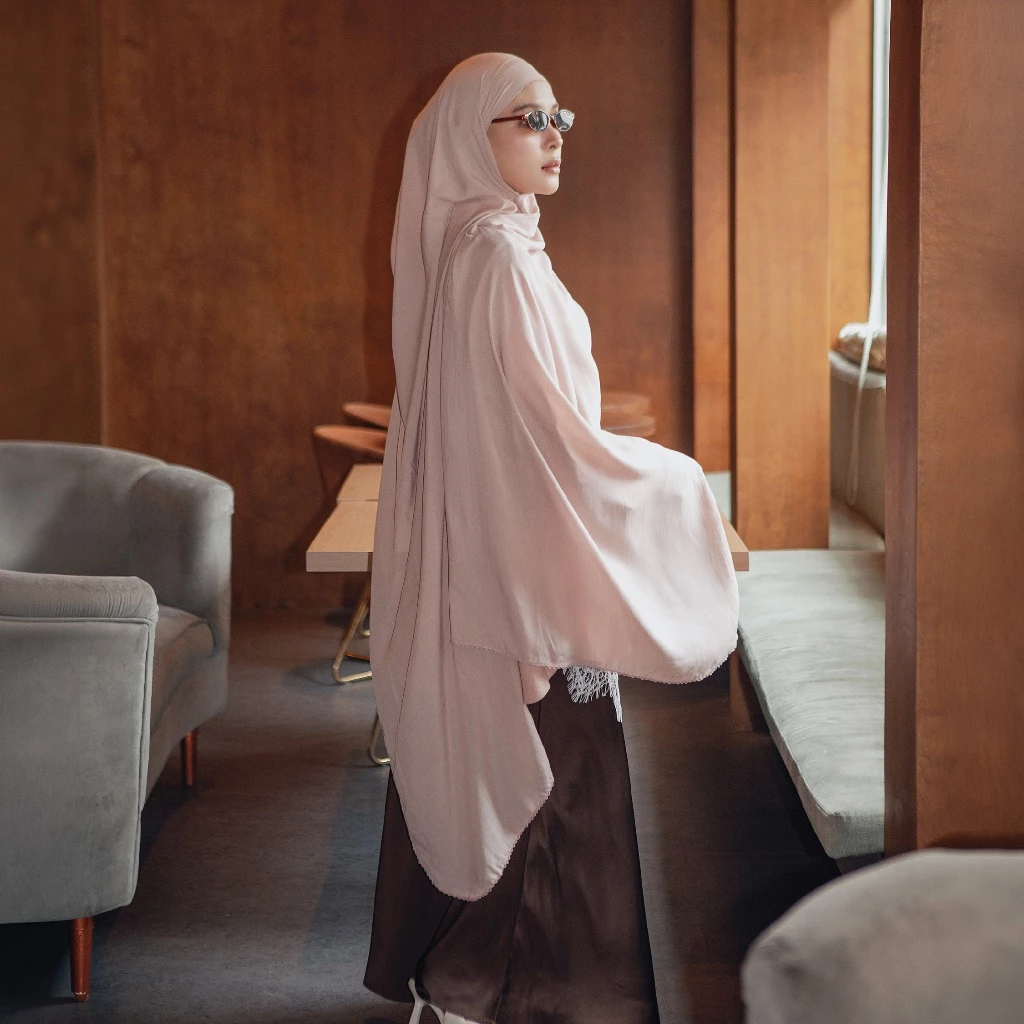 Lozy Hijab - Embroidery Pashmina Bandana Inner Lozy x Hamidah (Pashban Shawl Bahan Viscose Airis Tencel) - Gambar 3
