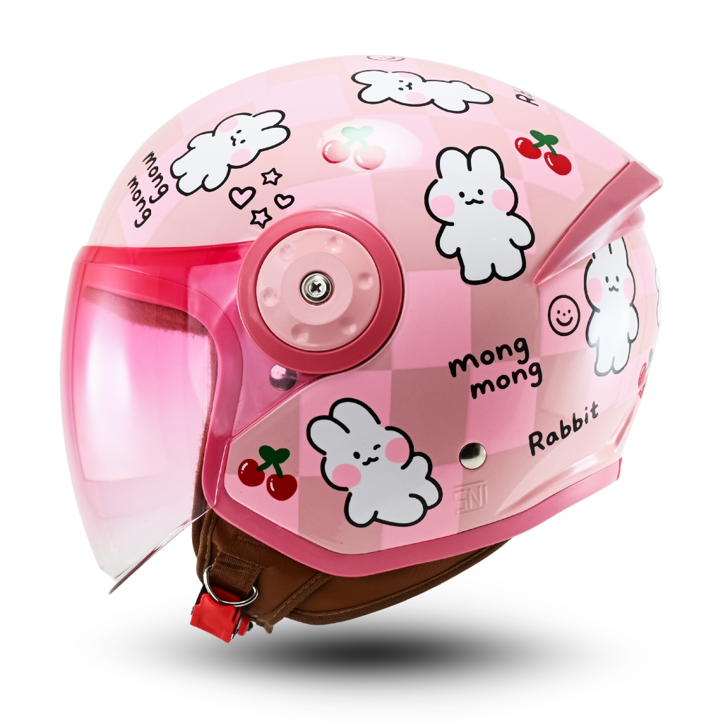 Helm Half Face R-SIX Verona Motif Mongmong Terbaru dengan Visor Gradasi Anti UV - Gambar 3