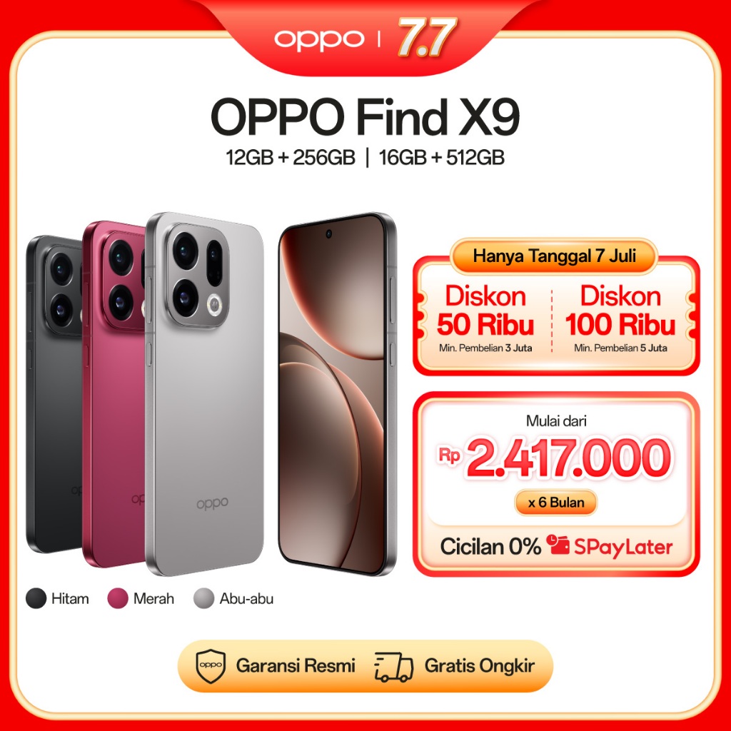 [NEW] OPPO Find X9 12GB+256GB & 16GB+512GB [Hasselblad Telephoto 120x Super Zoom, Baterai Ultra Besar 7025mAh 80W, Dimensity 9500]