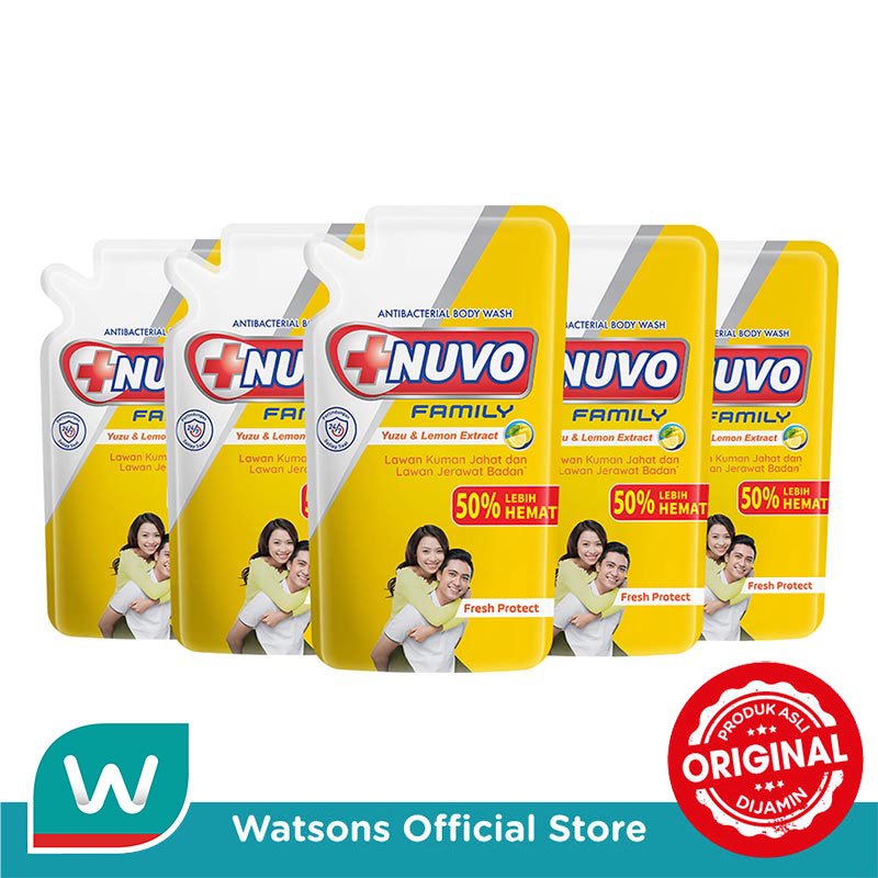 Nuvo Family Sabun Mandi Cair Fresh Protect Pouch 800g X 5 - Gambar 2
